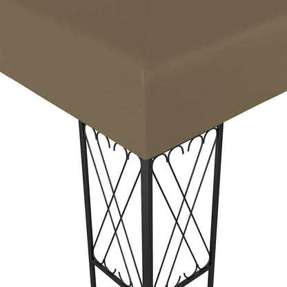 vidaXL Gazebo with LED String Lights 3x3 m Taupe Fabric 5