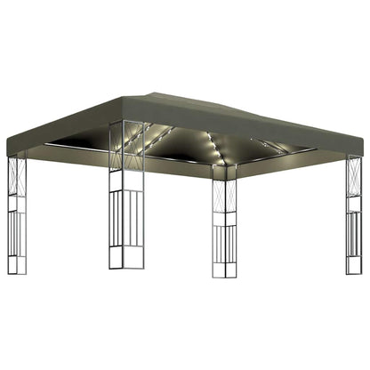 vidaXL Gazebo with LED String Lights 3x4 m Taupe Fabric 2