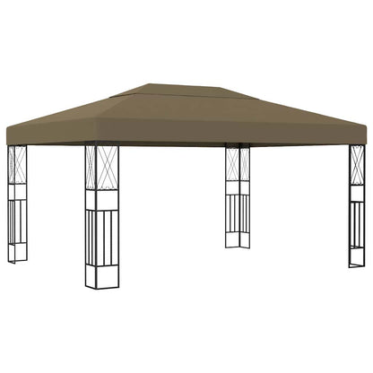 vidaXL Gazebo with LED String Lights 3x4 m Taupe Fabric 3