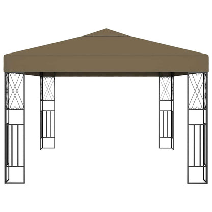 vidaXL Gazebo with LED String Lights 3x4 m Taupe Fabric 5