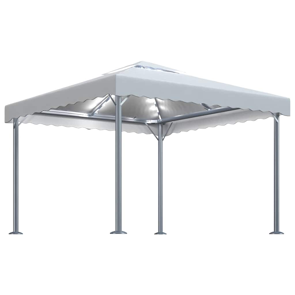 vidaXL Gazebo with LED String Lights 300x300 cm Cream Aluminium 2