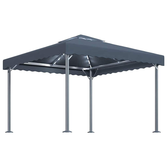 Gazebo with LED String Lights 300x300 cm Aluminium Anthracite
