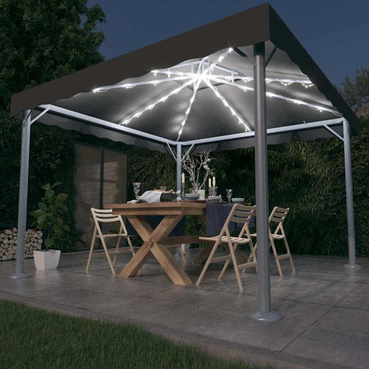 Gazebo with LED String Lights 300x300 cm Aluminium Anthracite