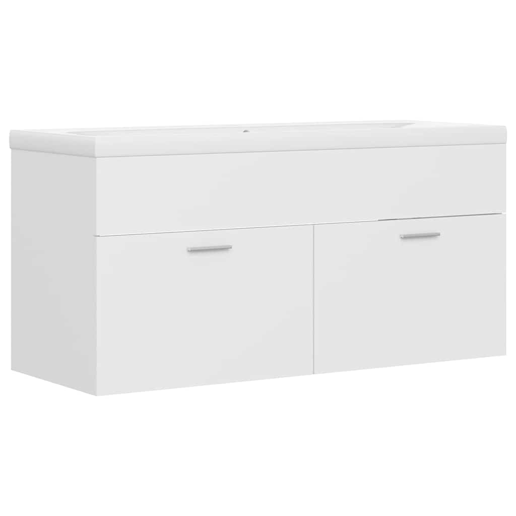 vidaXL Sink Cabinet with Built-in Basin White Engineered Wood 2
