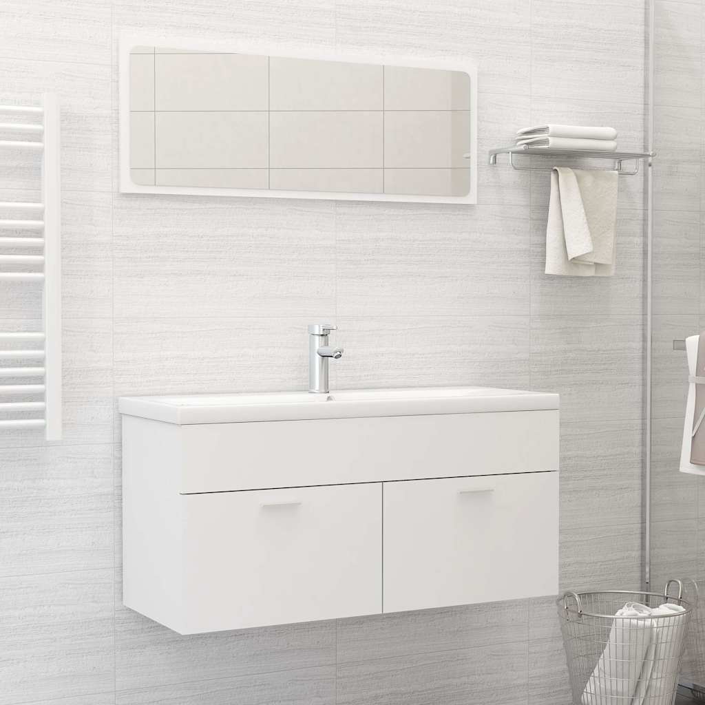 vidaXL Sink Cabinet with Built-in Basin White Engineered Wood 3