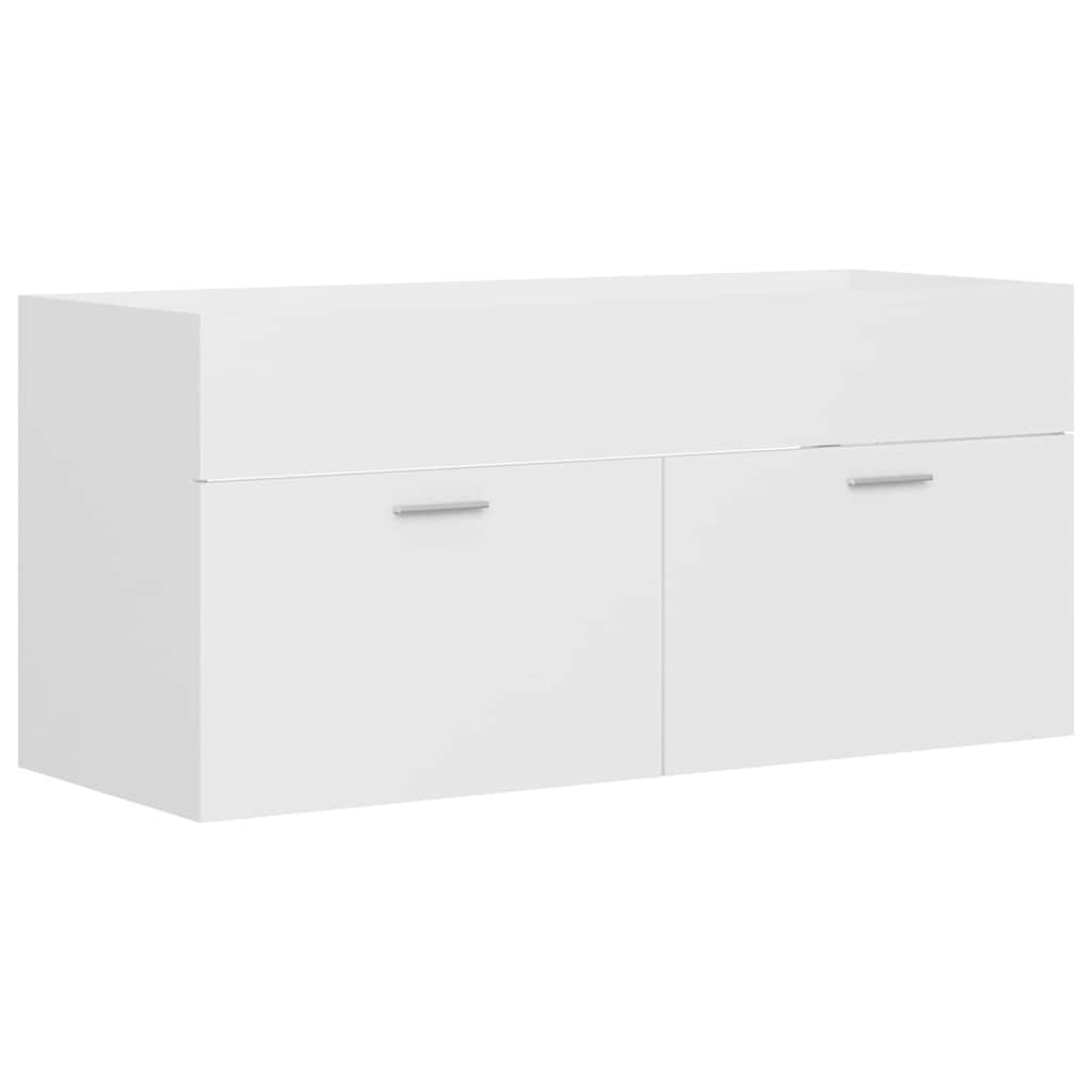 vidaXL Sink Cabinet with Built-in Basin White Engineered Wood 4