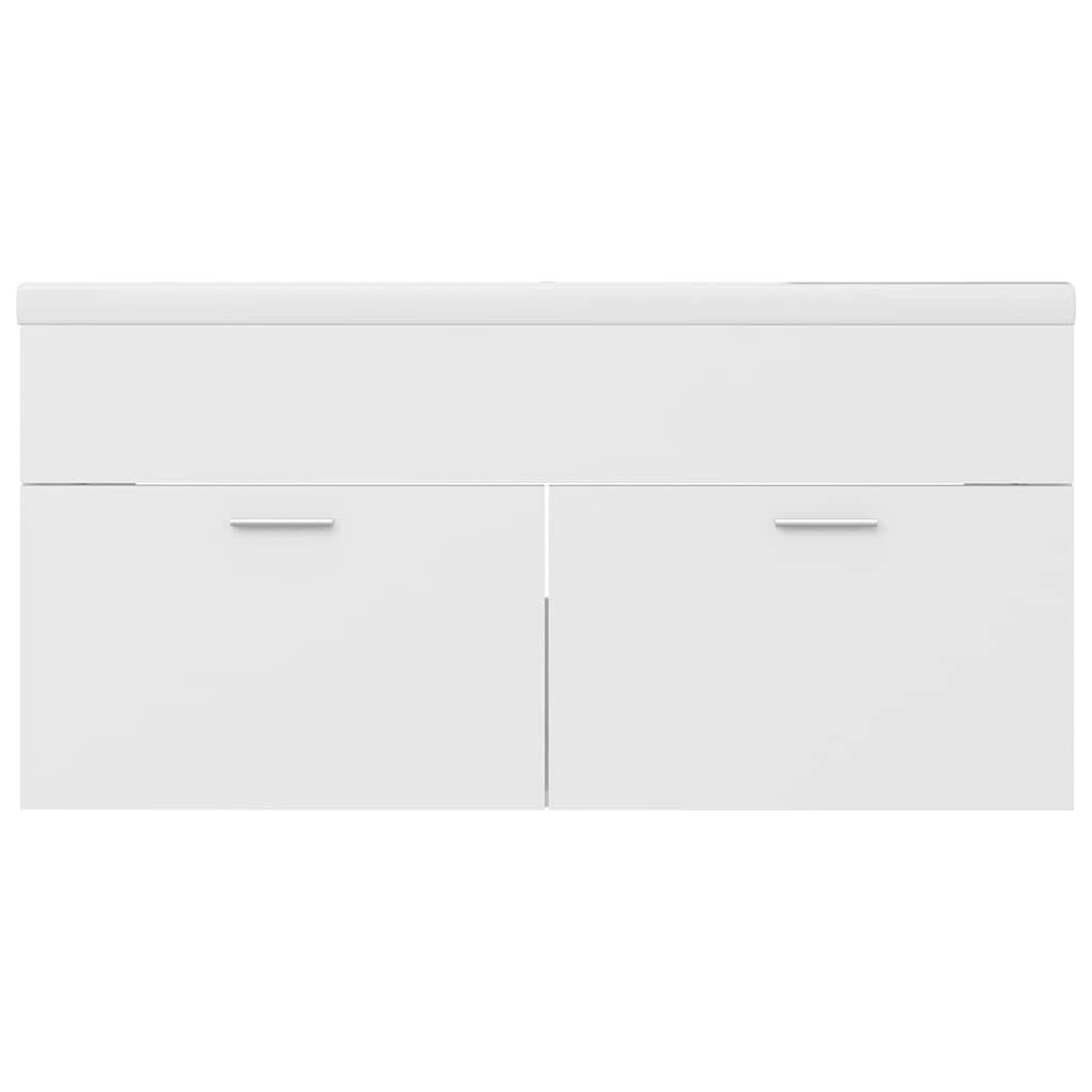vidaXL Sink Cabinet with Built-in Basin White Engineered Wood 6