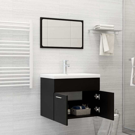 Bathroom Furniture Set Engineered Wood 60 x 38.5 x 46 cm Black