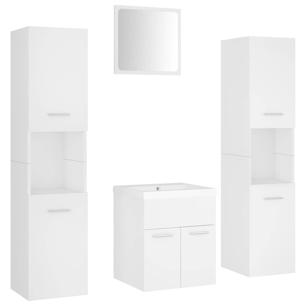vidaXL Bathroom Furniture Set | White | Engineered Wood, Acrylic, Ceramic 2