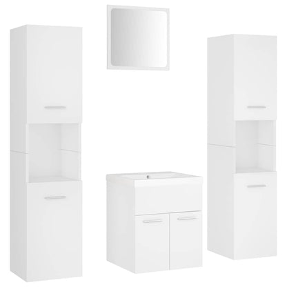 vidaXL Bathroom Furniture Set | White | Engineered Wood, Acrylic, Ceramic 2