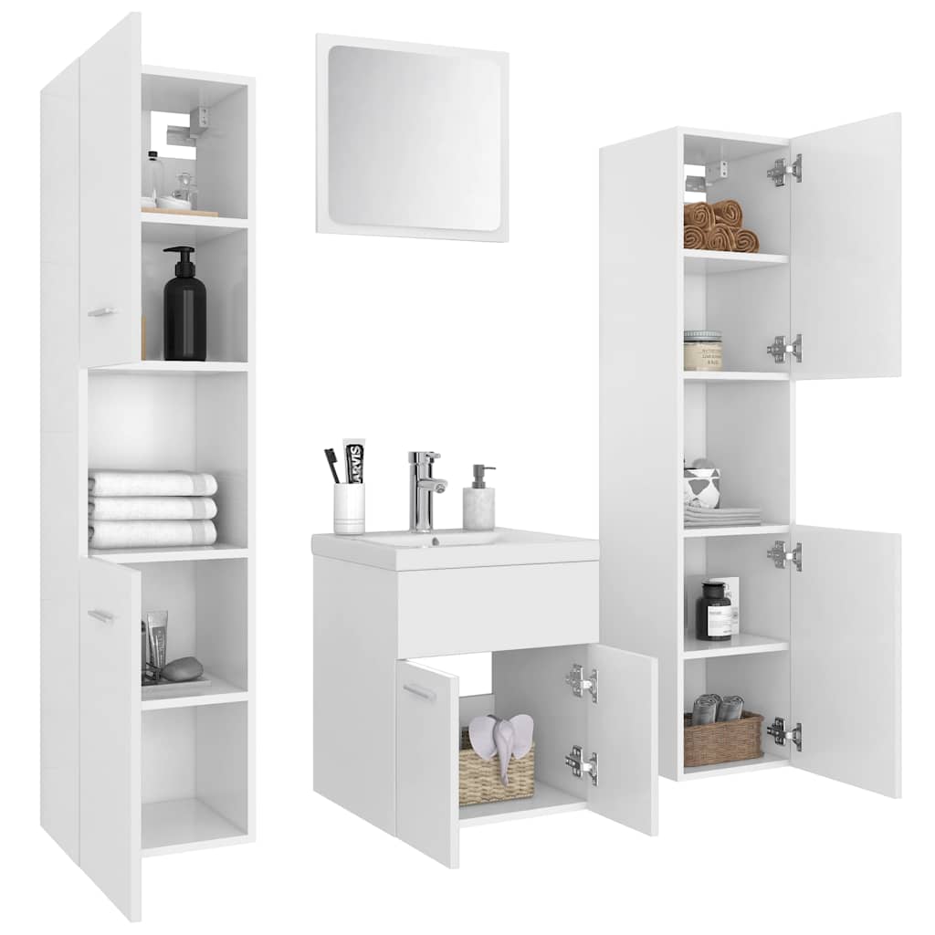 vidaXL Bathroom Furniture Set | White | Engineered Wood, Acrylic, Ceramic 3