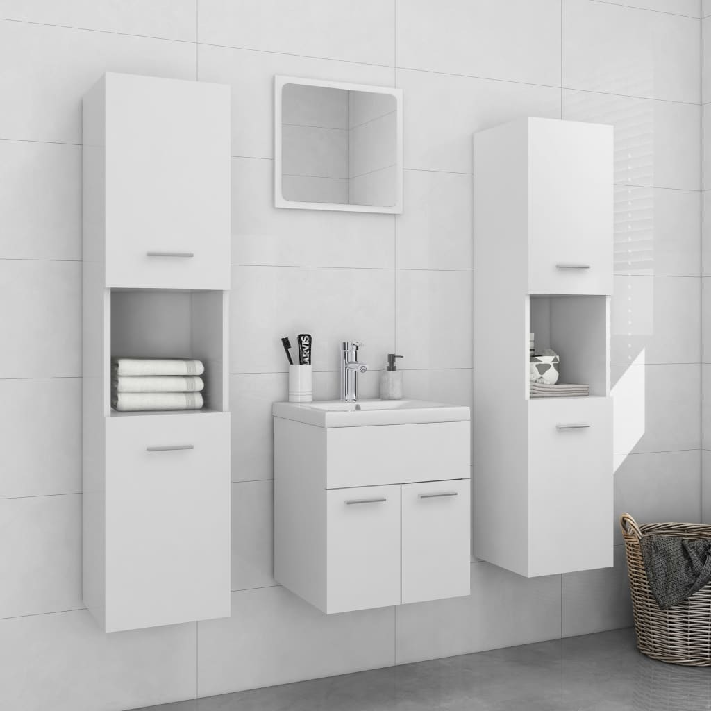 vidaXL Bathroom Furniture Set | White | Engineered Wood, Acrylic, Ceramic 1