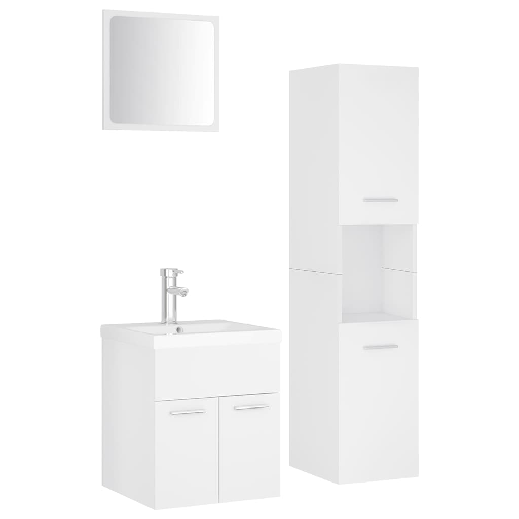 vidaXL Bathroom Furniture Set White Engineered Wood 2