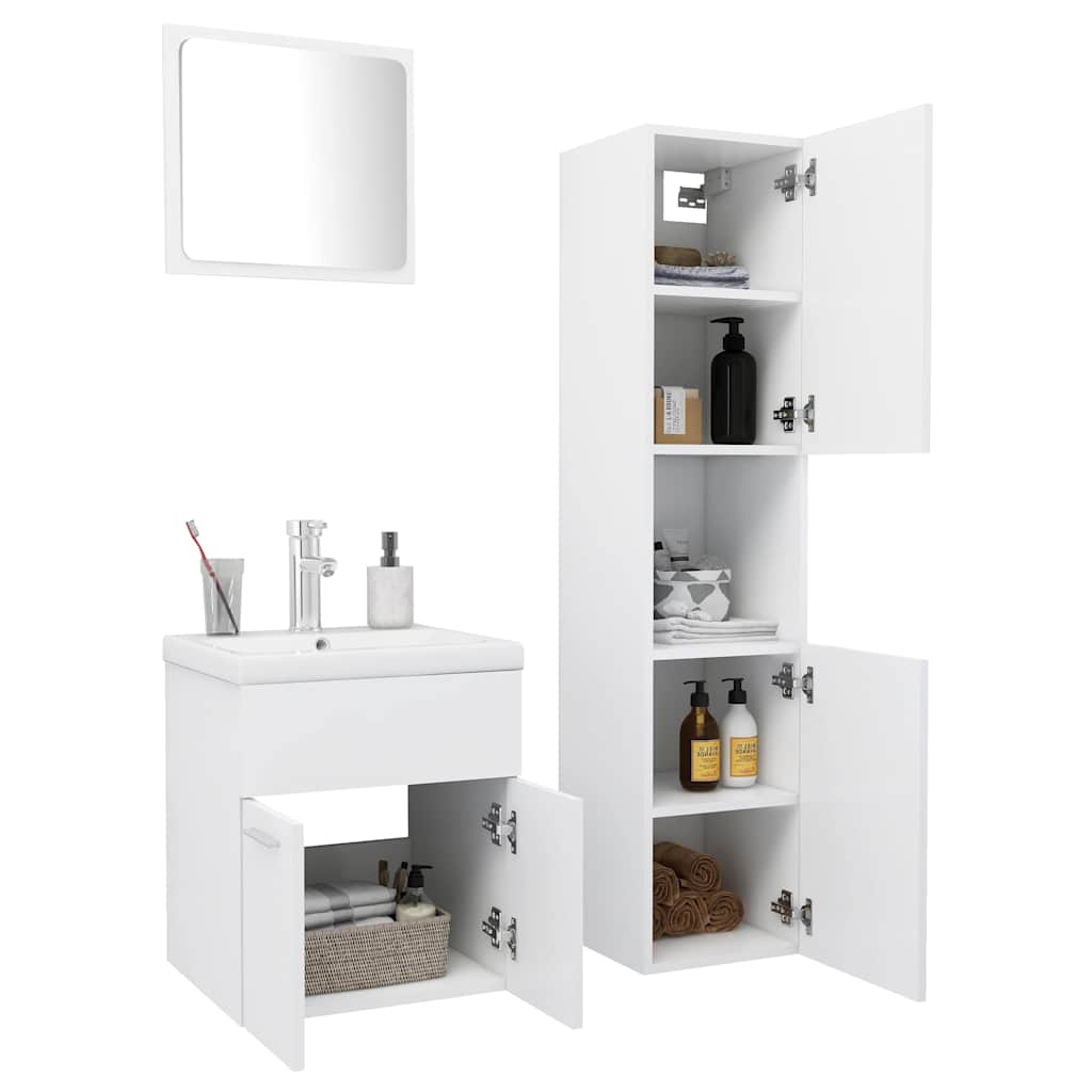 vidaXL Bathroom Furniture Set White Engineered Wood 3