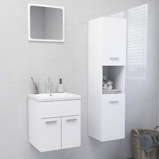 vidaXL Bathroom Furniture Set White Engineered Wood 1