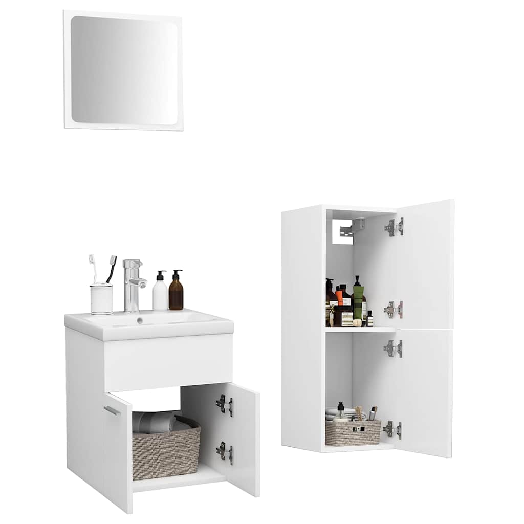 vidaXL Bathroom Furniture Set White Engineered Wood 3