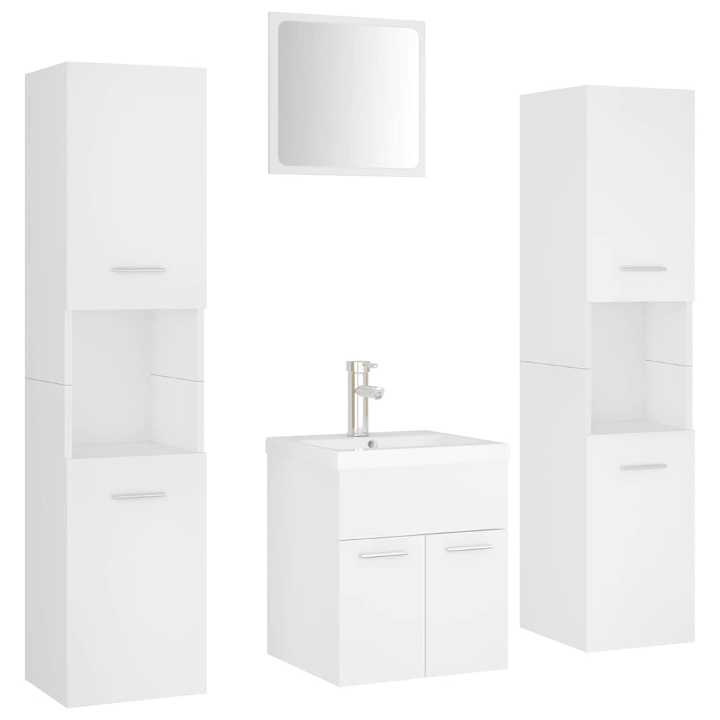 vidaXL Bathroom Furniture Set White Engineered Wood 2