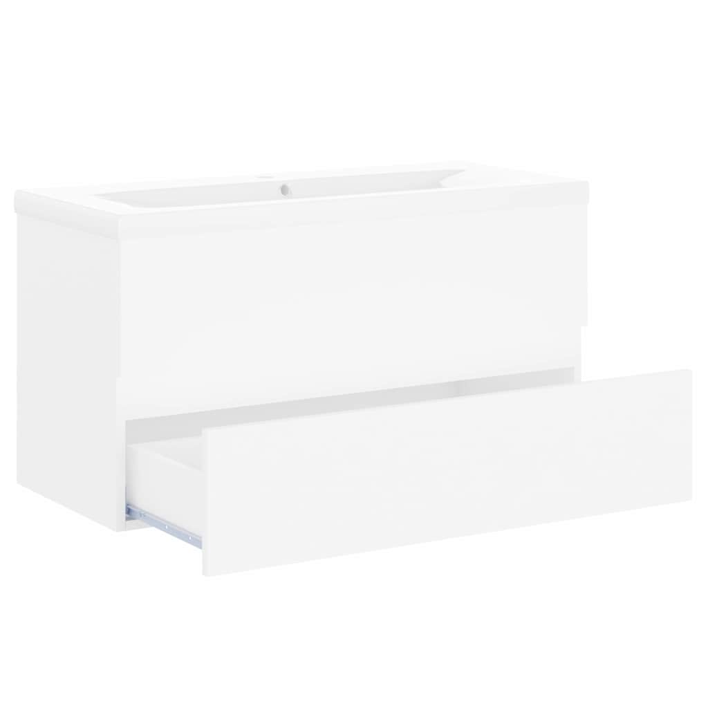 vidaXL Sink Cabinet With Basin | White | Engineered wood, Ceramic | Standard 4