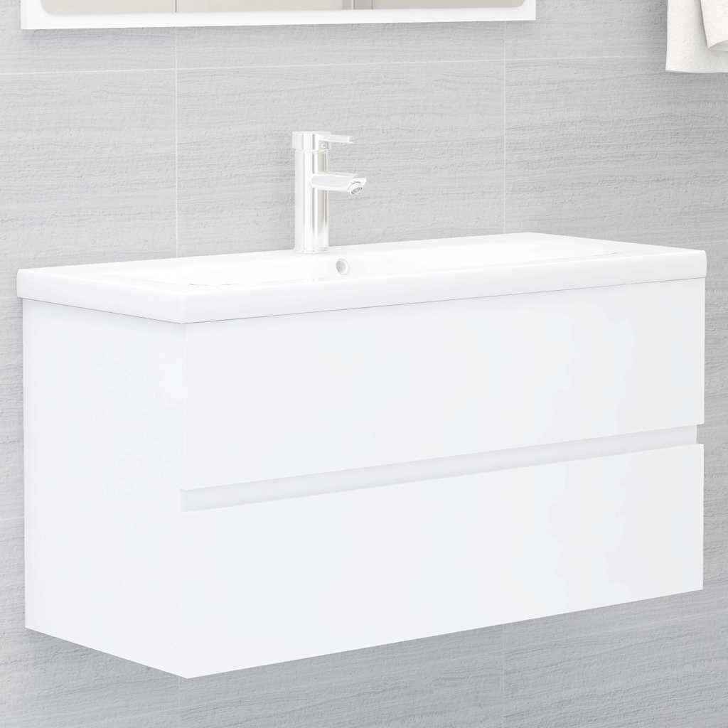 vidaXL Sink Cabinet With Basin | White | Engineered wood, Ceramic | Standard 1
