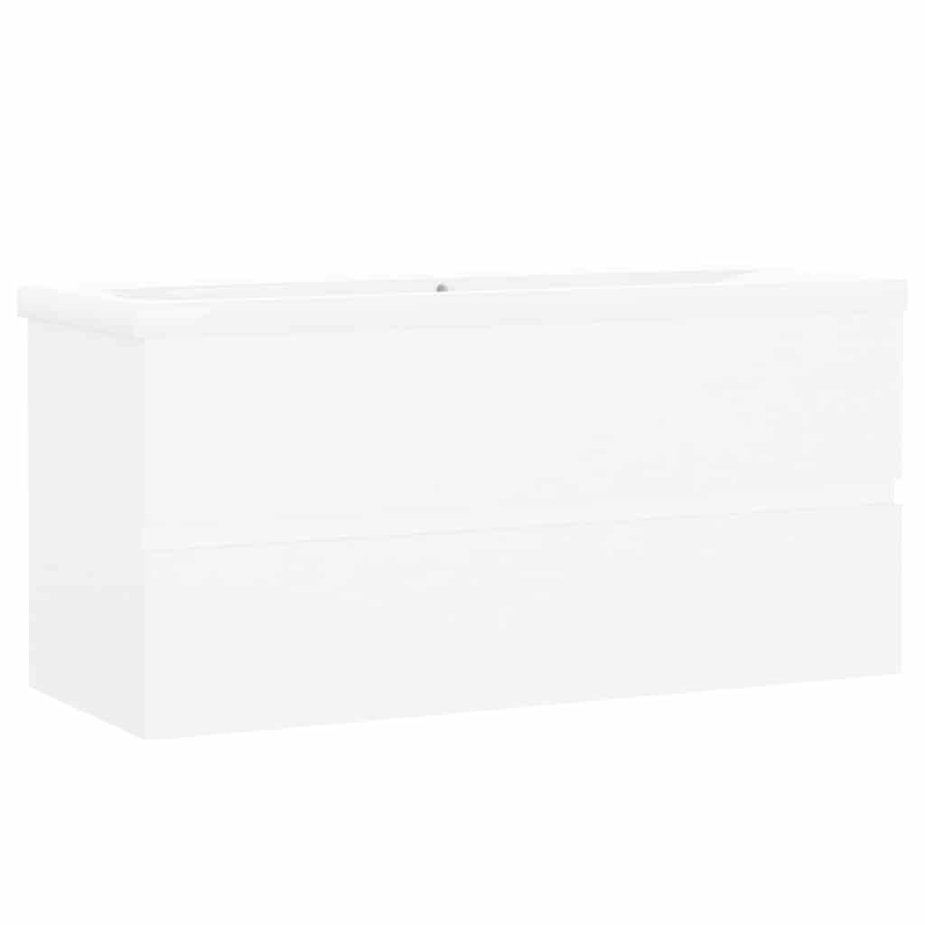 vidaXL Sink Cabinet with Built-in Basin White Engineered Wood 2