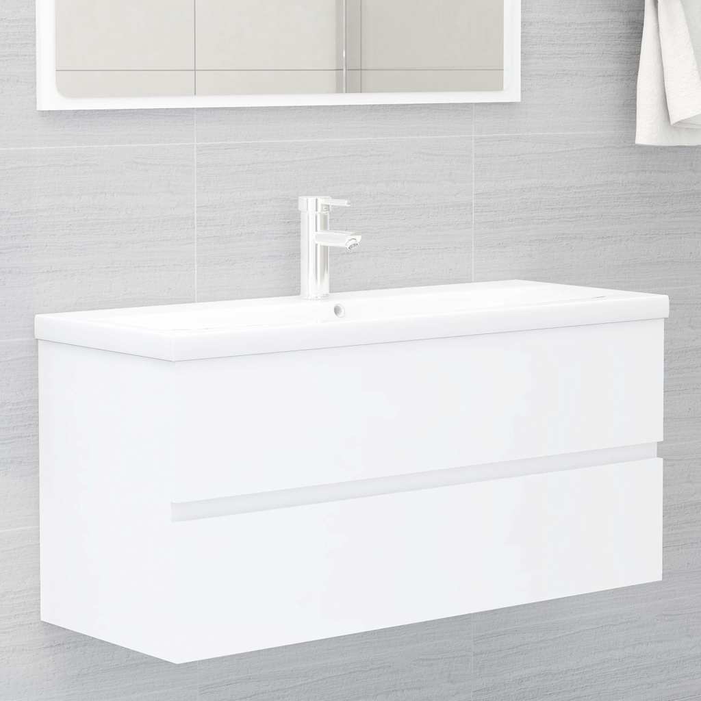 vidaXL Sink Cabinet with Built-in Basin White Engineered Wood 1