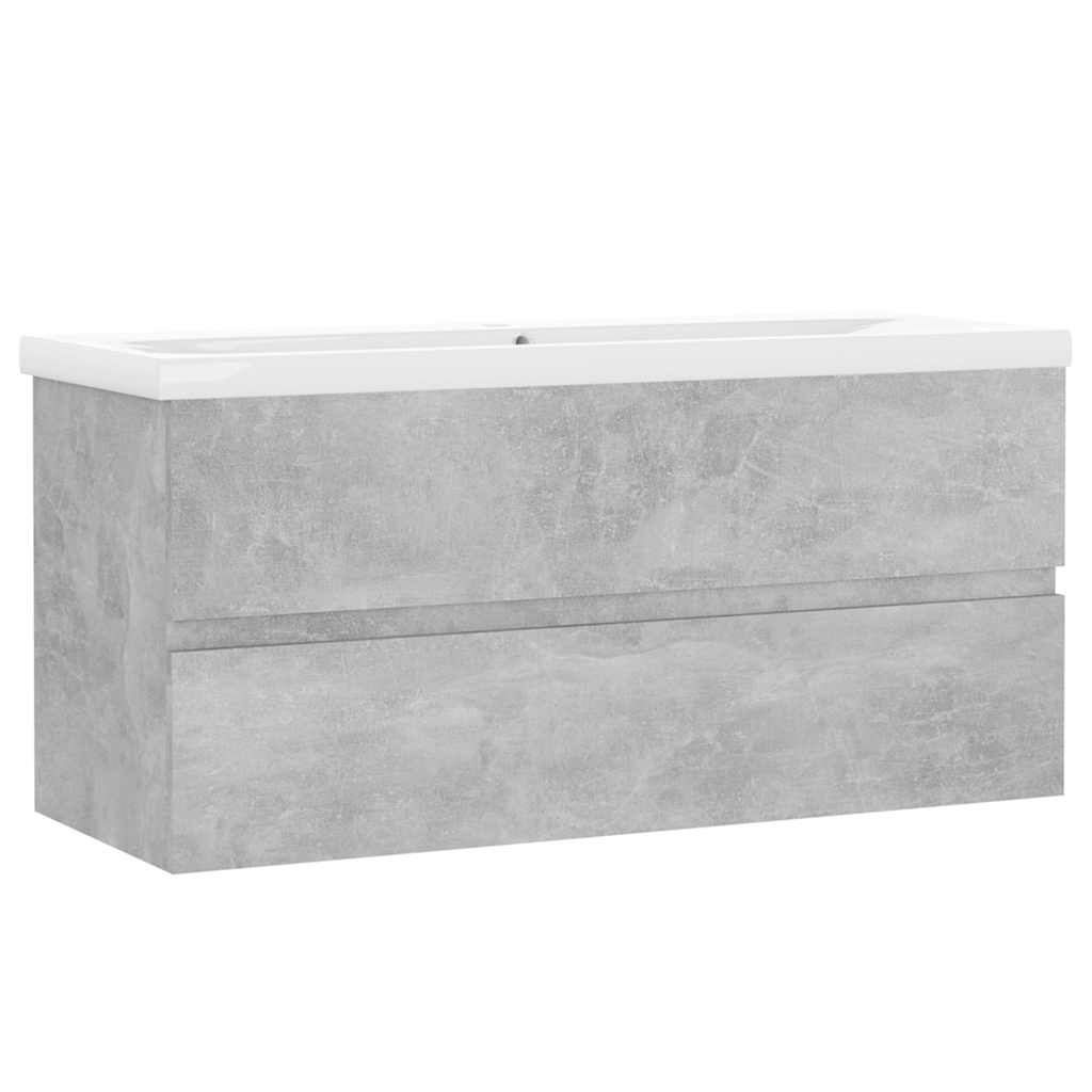 vidaXL Sink Cabinet with Built-in Basin Concrete Grey Engineered Wood 2