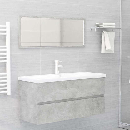 vidaXL Sink Cabinet with Built-in Basin Concrete Grey Engineered Wood 3