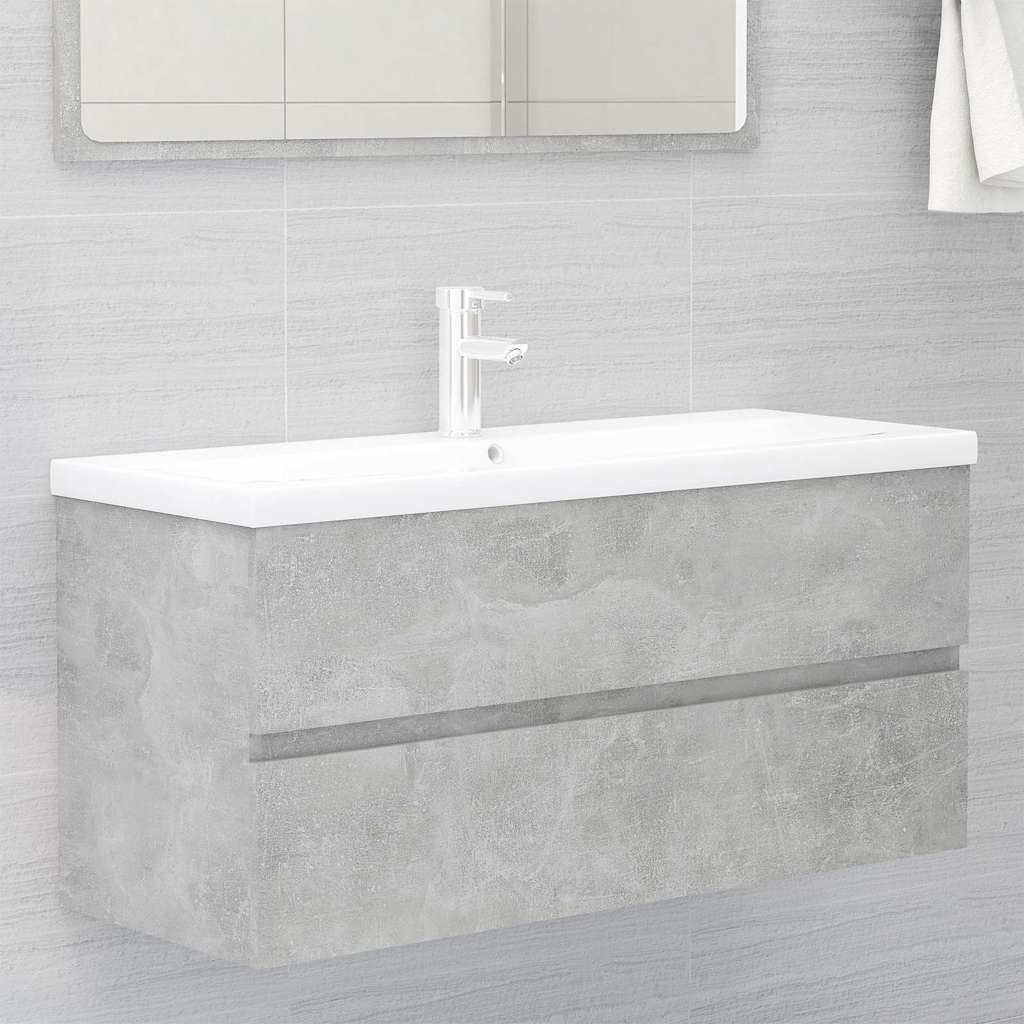 vidaXL Sink Cabinet with Built-in Basin Concrete Grey Engineered Wood 1