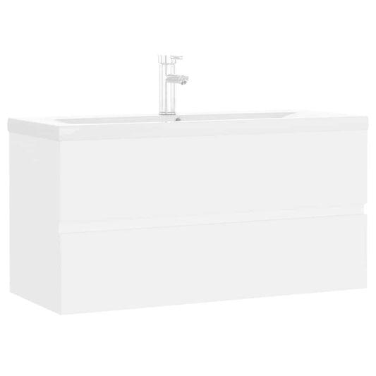 vidaXL Sink Cabinet with Built-in Basin White Engineered Wood 2