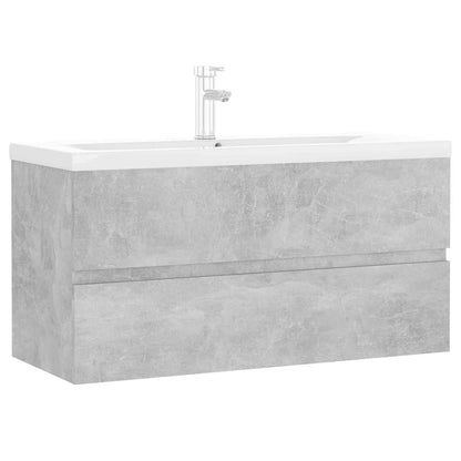 vidaXL Sink Cabinet with Built-in Basin Concrete Grey Engineered Wood 2