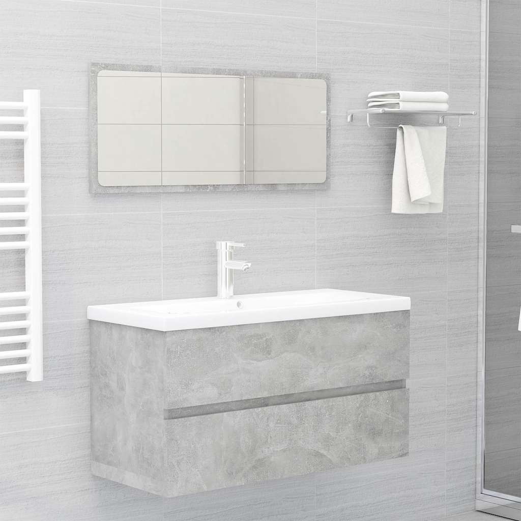 vidaXL Sink Cabinet with Built-in Basin Concrete Grey Engineered Wood 3