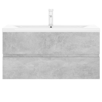 vidaXL Sink Cabinet with Built-in Basin Concrete Grey Engineered Wood 4