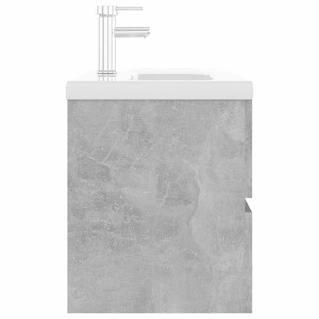 vidaXL Sink Cabinet with Built-in Basin Concrete Grey Engineered Wood 5