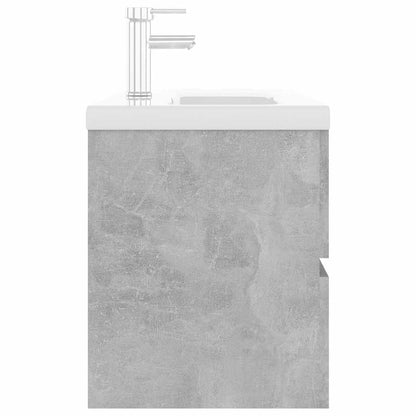vidaXL Sink Cabinet with Built-in Basin Concrete Grey Engineered Wood 5