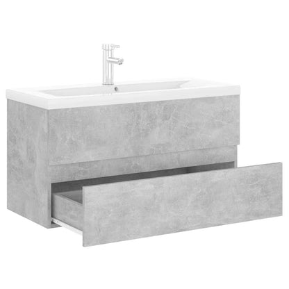 vidaXL Sink Cabinet with Built-in Basin Concrete Grey Engineered Wood 6