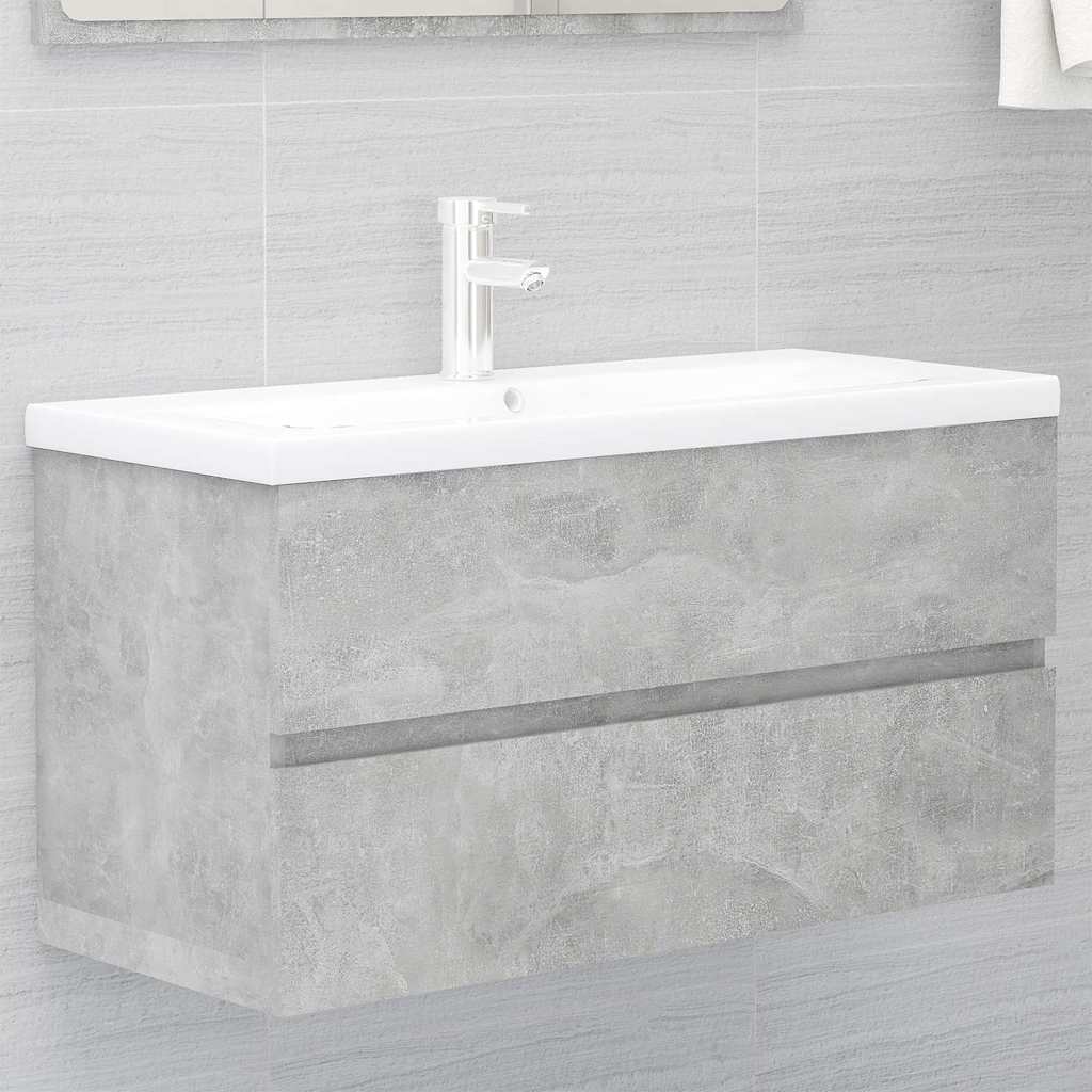 vidaXL Sink Cabinet with Built-in Basin Concrete Grey Engineered Wood 1