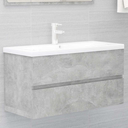vidaXL Sink Cabinet with Built-in Basin Concrete Grey Engineered Wood 1