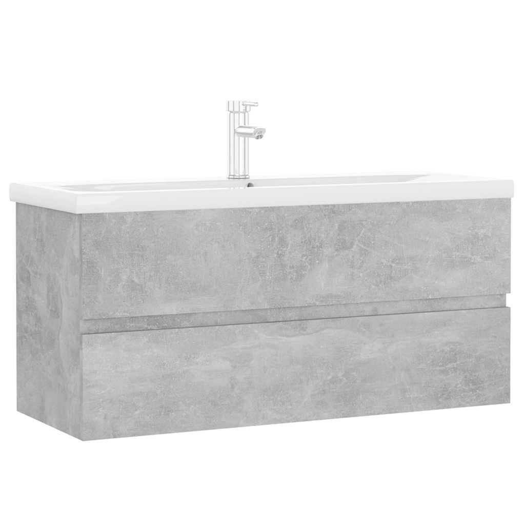 vidaXL Sink Cabinet with Built-in Basin Concrete Grey Engineered Wood 2