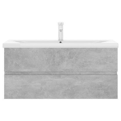vidaXL Sink Cabinet with Built-in Basin Concrete Grey Engineered Wood 4