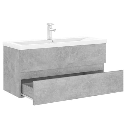 vidaXL Sink Cabinet with Built-in Basin Concrete Grey Engineered Wood 5