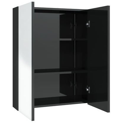 Bathroom Mirror Cabinet 60x15x75 cm MDF Shining black