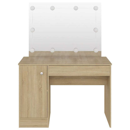 331553 vidaXL Makeup Table with LED Lights 110x55x145 cm MDF Oak 3