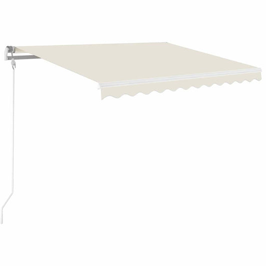Manual Awning with Solar LED 3.5 x 2.5 m 100% Polyester with white frame Drop 250 cm Width 350 cm Cream