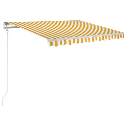 vidaXL Manual Retractable Awning 350x250 cm Yellow and White 2