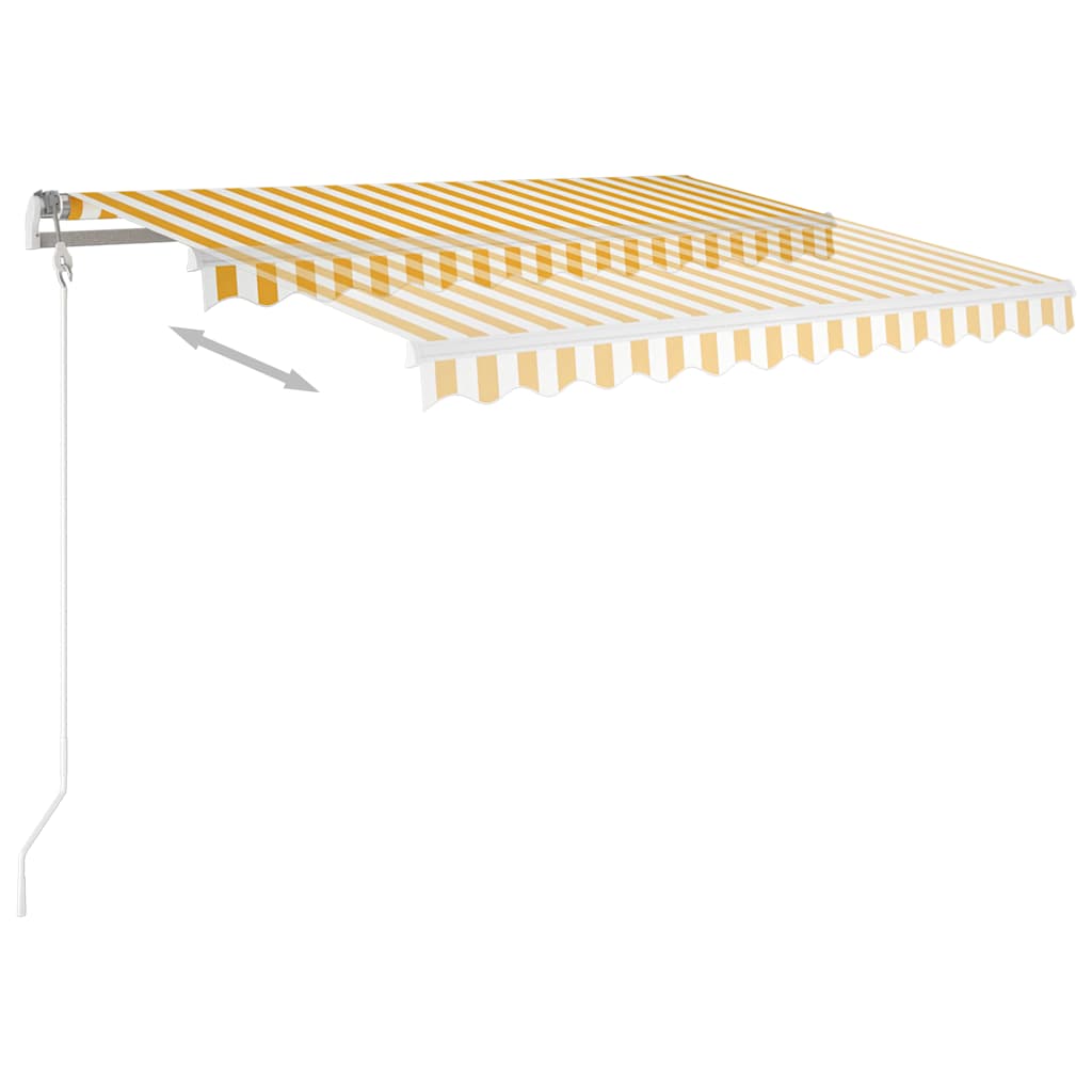 vidaXL Manual Retractable Awning 350x250 cm Yellow and White 6