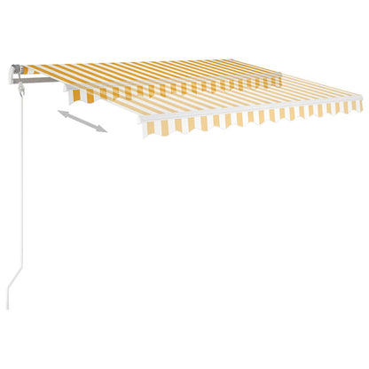 vidaXL Manual Retractable Awning 350x250 cm Yellow and White 6