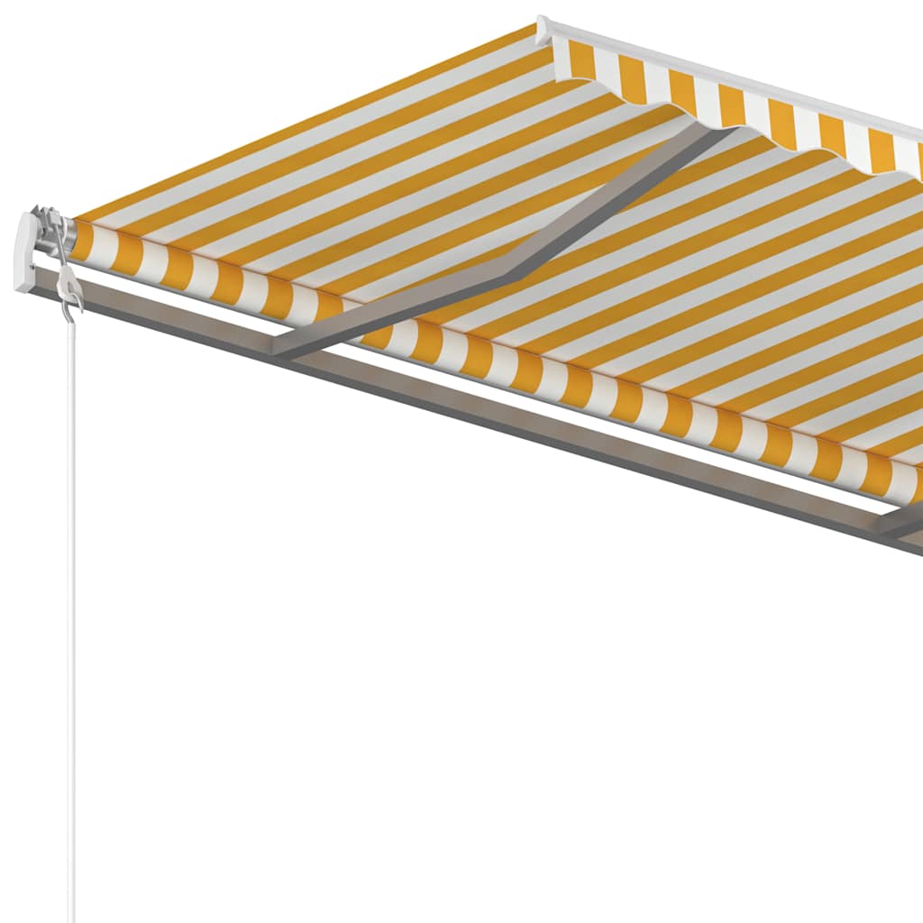 vidaXL Manual Retractable Awning 350x250 cm Yellow and White 4