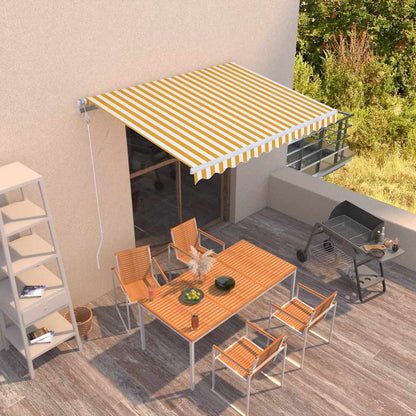 vidaXL Manual Retractable Awning 350x250 cm Yellow and White 1