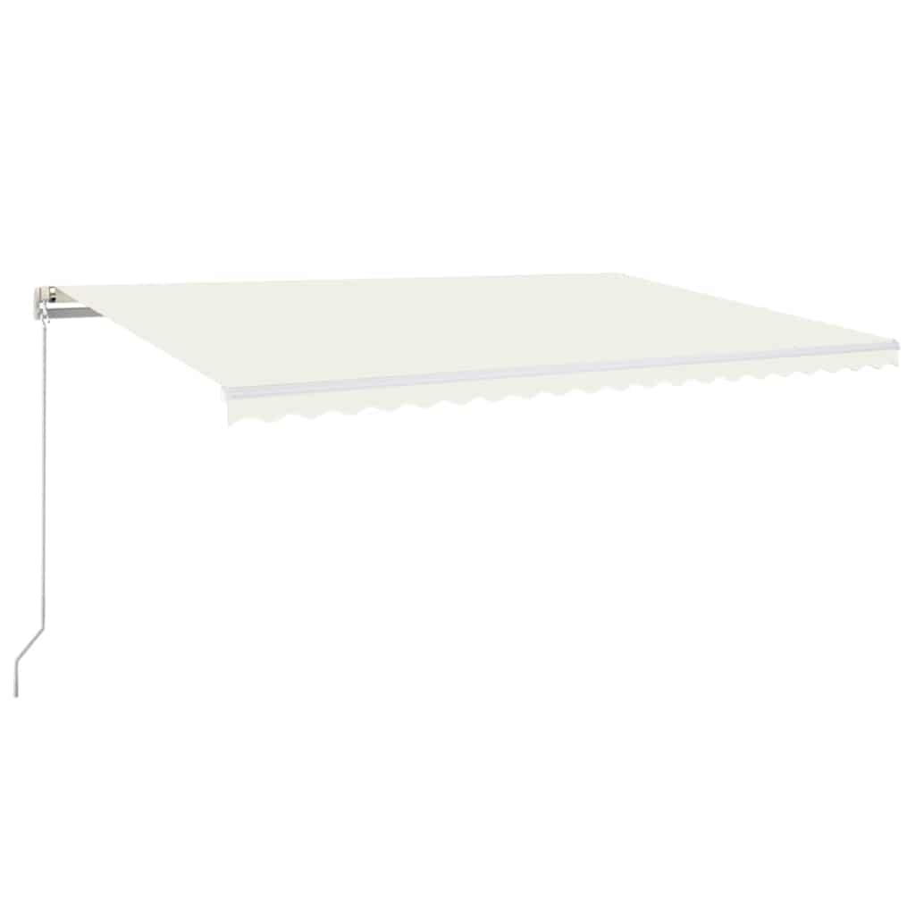 Manual Awning with Solar LED 5 x 3 m with White Frame Drop 300 cm Width 500 cm Cream