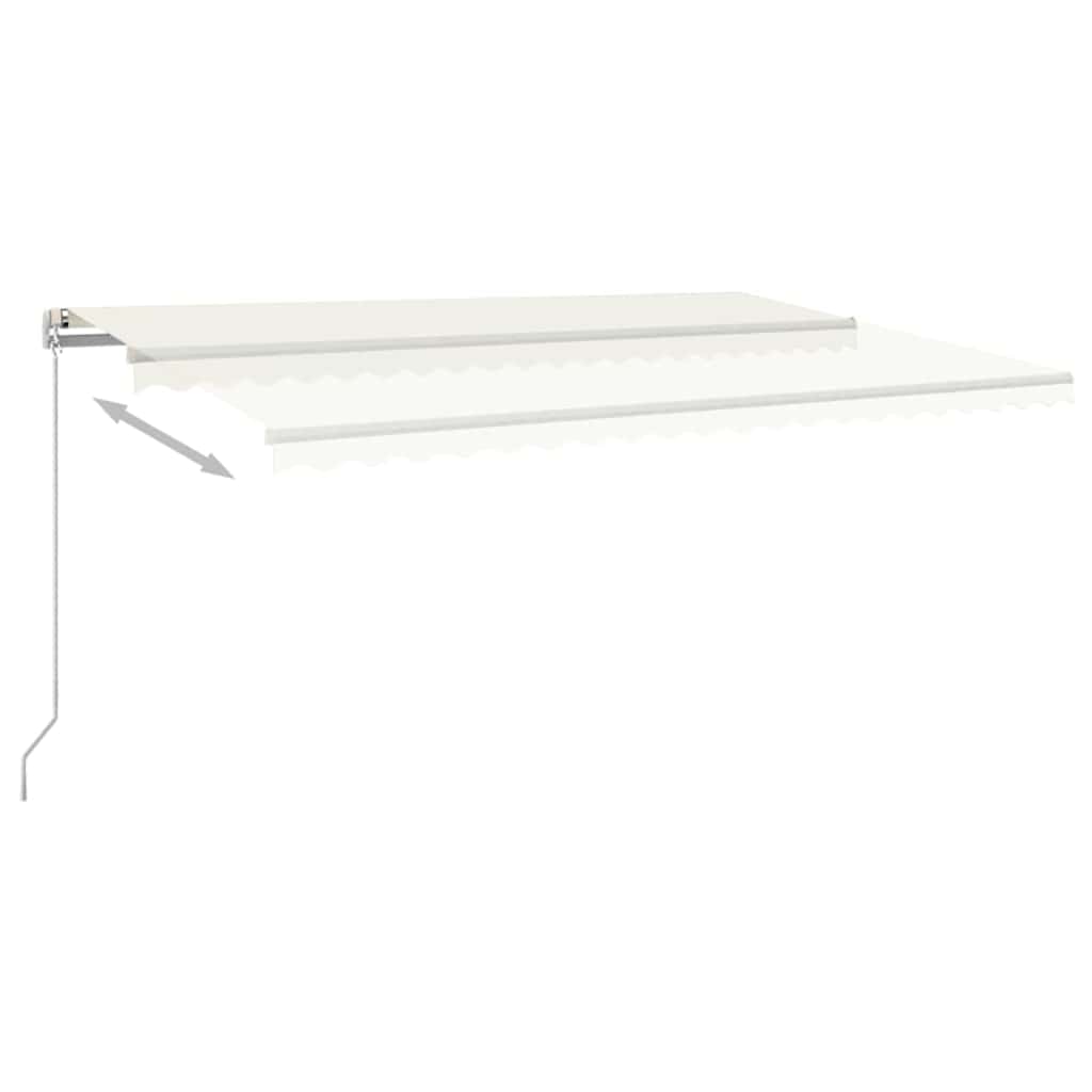 Manual Awning with Solar LED 5 x 3 m with White Frame Drop 300 cm Width 500 cm Cream
